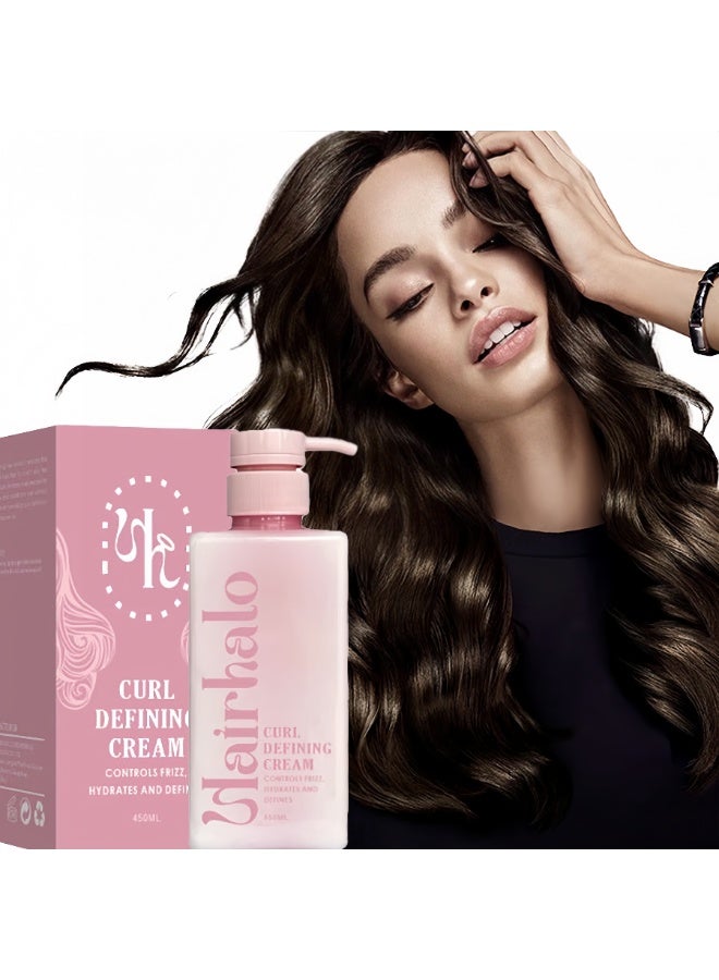 Hairhalo Curl Defining Cream: Long-lasting moisturizing and frizz control for bouncy, voluminous curls 450ml - Image 1